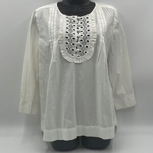 White lace quarter button down laundry by design long sleeve shirt